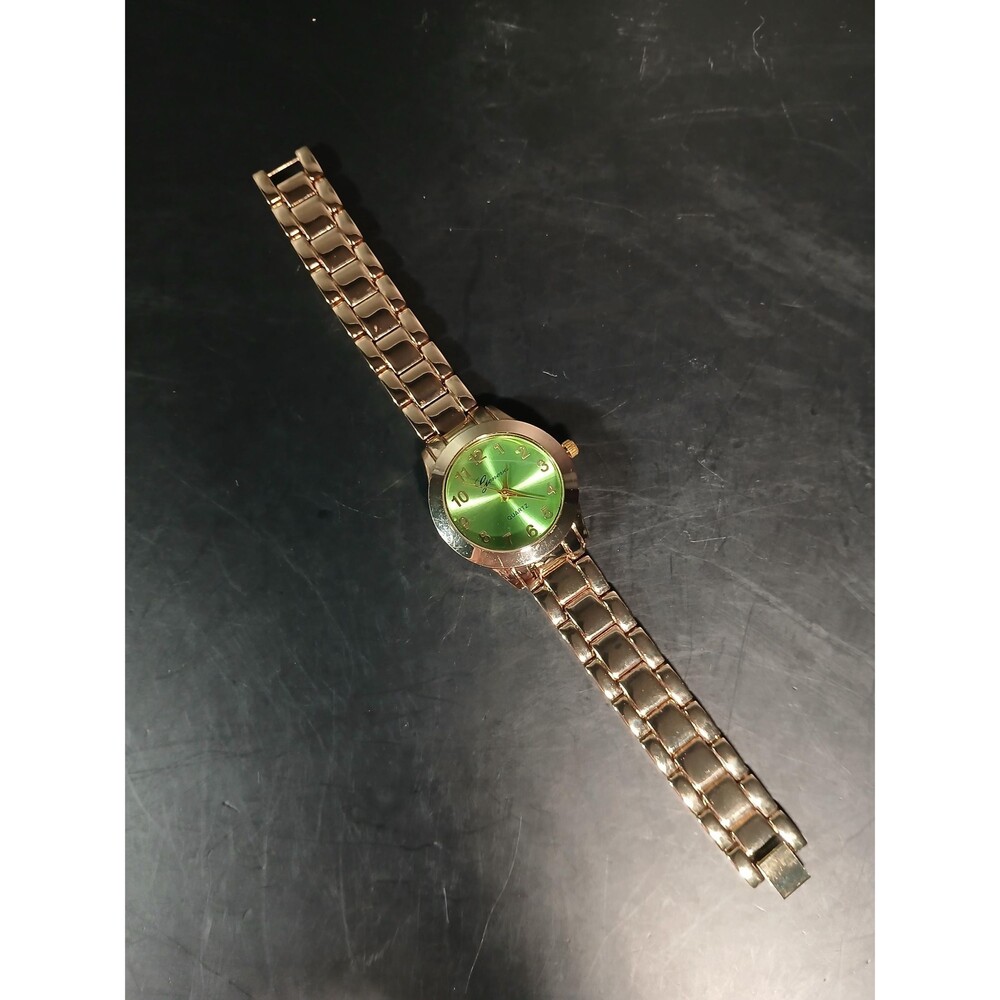 Geneva Green Dial Rose Gold Tone Watch Quartz New Battery